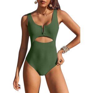 One Piece Swimsuits Size XL Military Green Tummy Control Bathing Suit